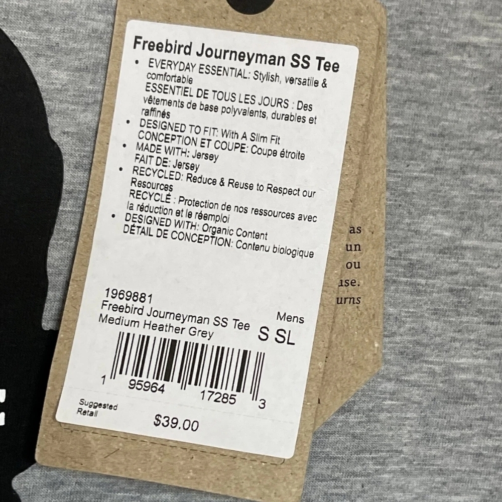 Prana Shirt Men's Size Small S Journeyman Grey Free Bird Short Sleeve Tee NWT - Picture 6 of 7